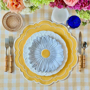 Velora Yellow Round Fabric Placemats Cotton Blend