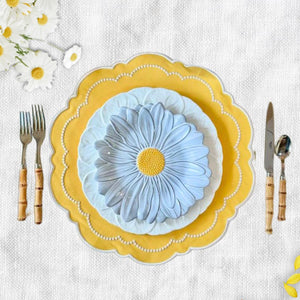 Velora Yellow Round Fabric Placemats Cotton Blend