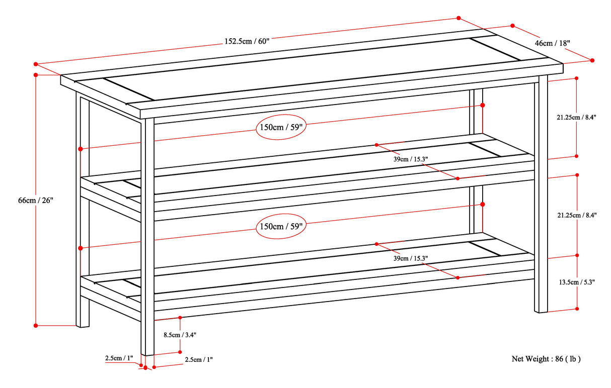 Skyler 60 Inch Wide Solid Mango Wood TV Stand in Dark