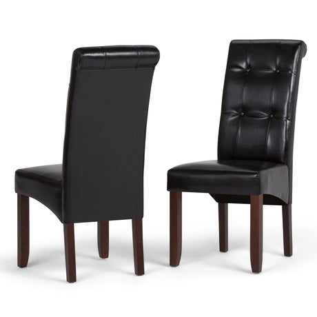 Veritas Faux Leather Dining Chair with Button Tufted Back and Solid Wood Legs, Set of 2 - Dining Chairs