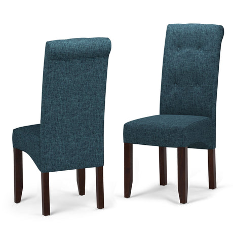 Veritas Upholstered Dining Chair with Button Tufted Back and Solid Wood Legs, Set of 2 - Dining Chairs