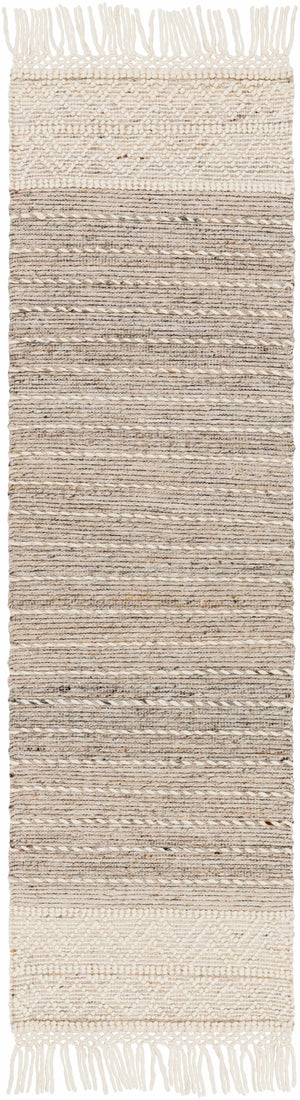 Cream Veruela Wool Blend Braided Tassel Area Rug - Clearance