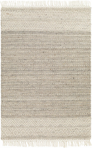 Cream Veruela Wool Blend Braided Tassel Area Rug - Clearance