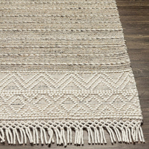 Cream Veruela Wool Blend Braided Tassel Area Rug - Clearance