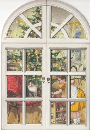 Advent Greeting Card – Vintage Christmas Door Scene