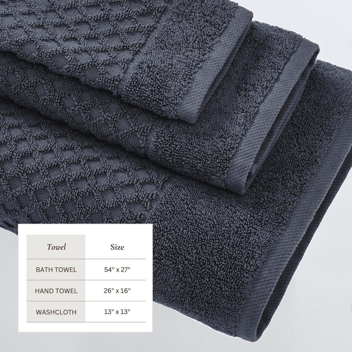 Cotton diamond waffle weave bath towel set - grayson collection