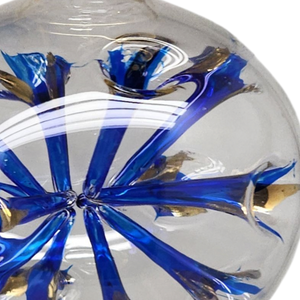 Blown Glass Pierced Starburst Ornament - Blue