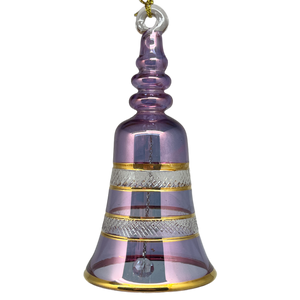 Gold Etched Glass Bell - Purple
