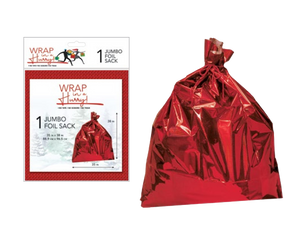 Wrap In A Hurry Jumbo Prismatic Foil Sack - Red