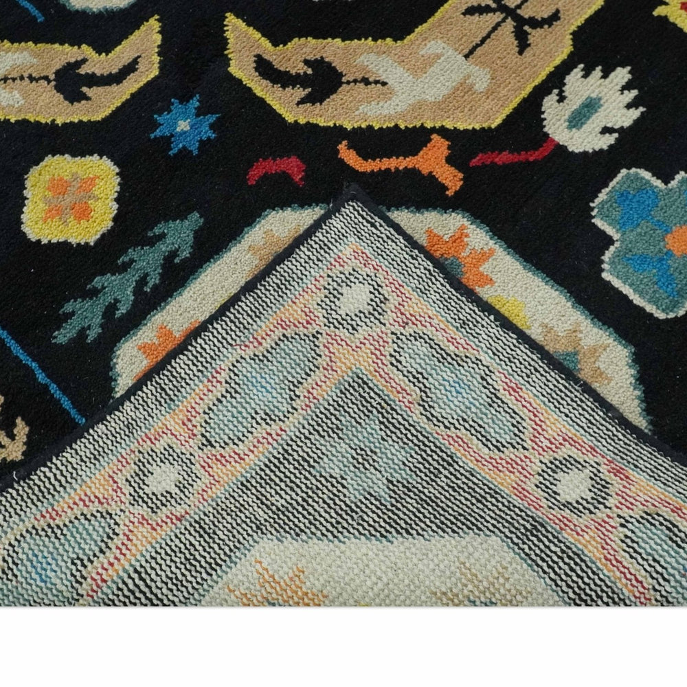 Vibrant colorful 8x10 Black, Maroon and Beige Traditional Medallion Mamluk Design wool Rug