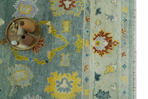 Vibrant Colorful Gray and Beige Traditional Oushak 8x10 wool area rug