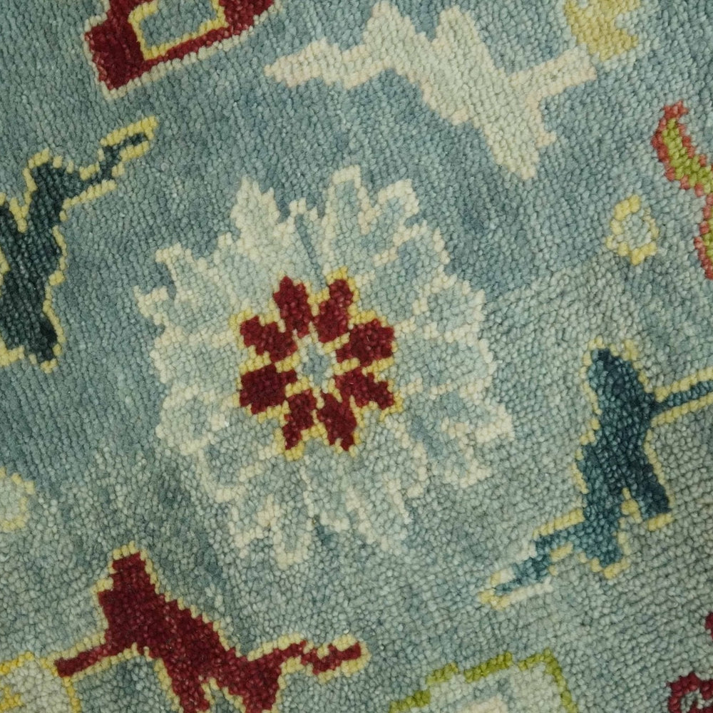 Vibrant Colorful Gray and Beige Traditional Oushak 8x10 wool area rug