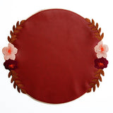 JASMINE DARK ORANGE ROUND FAUX LEATHER PLACEMAT