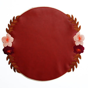 JASMINE DARK ORANGE ROUND FAUX LEATHER PLACEMAT