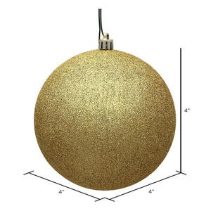 Gold Glitter Ball Christmas Ornaments (6 pack)