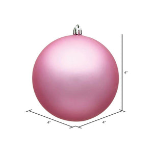 4" Pink Matte Ball Christmas Tree Ornament (6 pack)