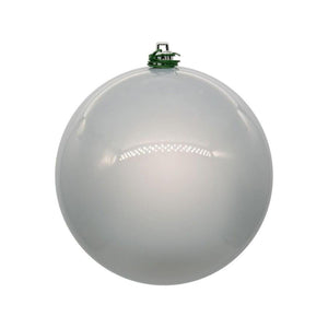 4in Silver Pearl Ball Christmas Ornaments (6 pack)
