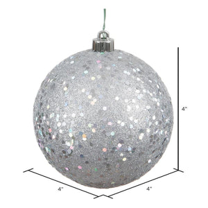 Silver Sequin Ball Christmas Ornament (6 pack)