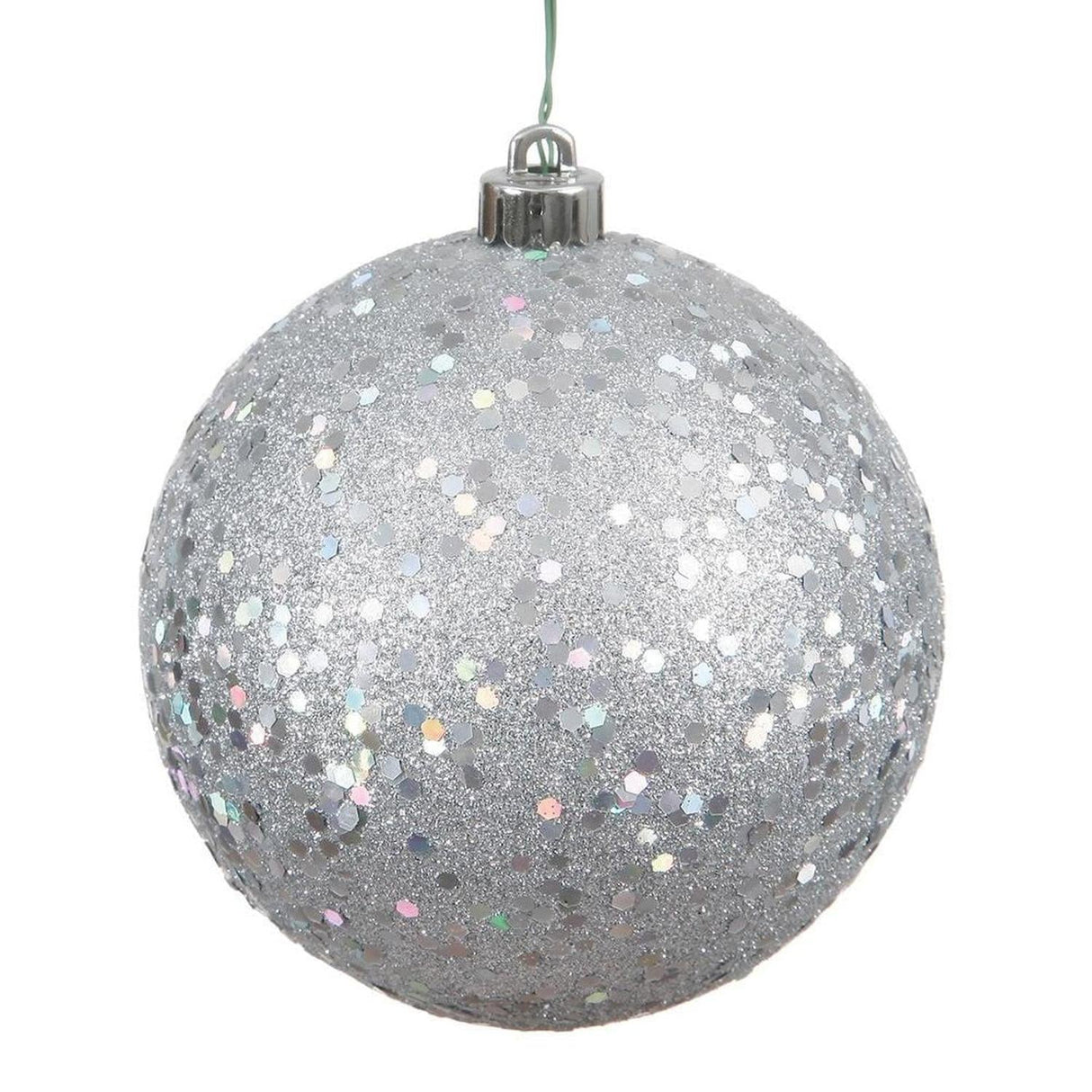 Silver Sequin Ball Christmas Ornament (6 pack)