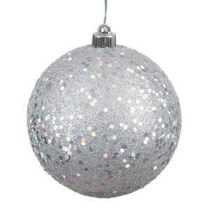 Silver Sequin Ball Christmas Ornament (6 pack)