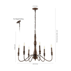Victoria 6 - light rustic midcentury iron led chandelier - Tuesday Morning - Chandeliers