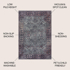Victoria Ornate Persian All - Over Machine - Washable Area Rug - Tuesday Morning - Area Rugs