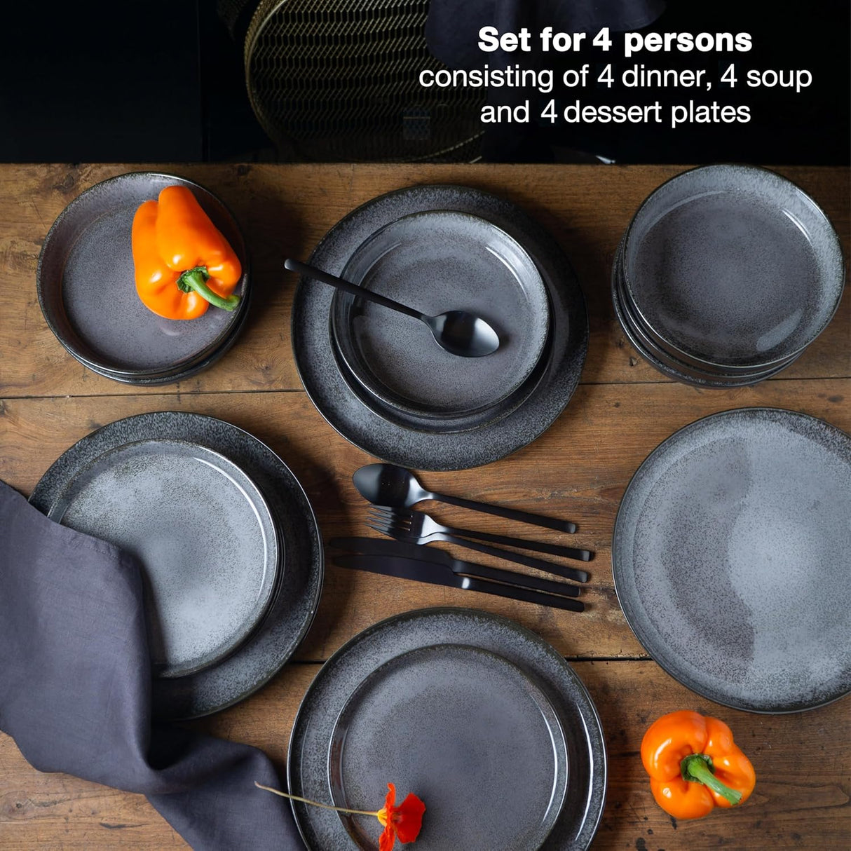 VIDA 12-Piece Porcelain Dinnerware Set