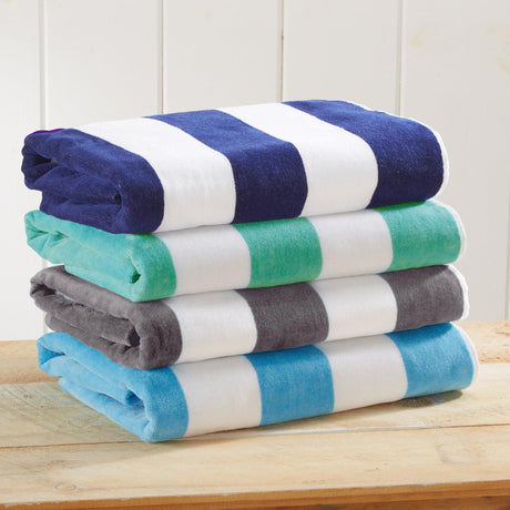 Cotton velour cabana stripe beach towel - novia collection