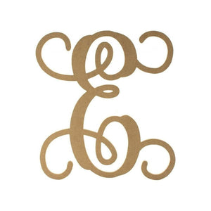Vine Monogram Script Letter - Unfinished Wood