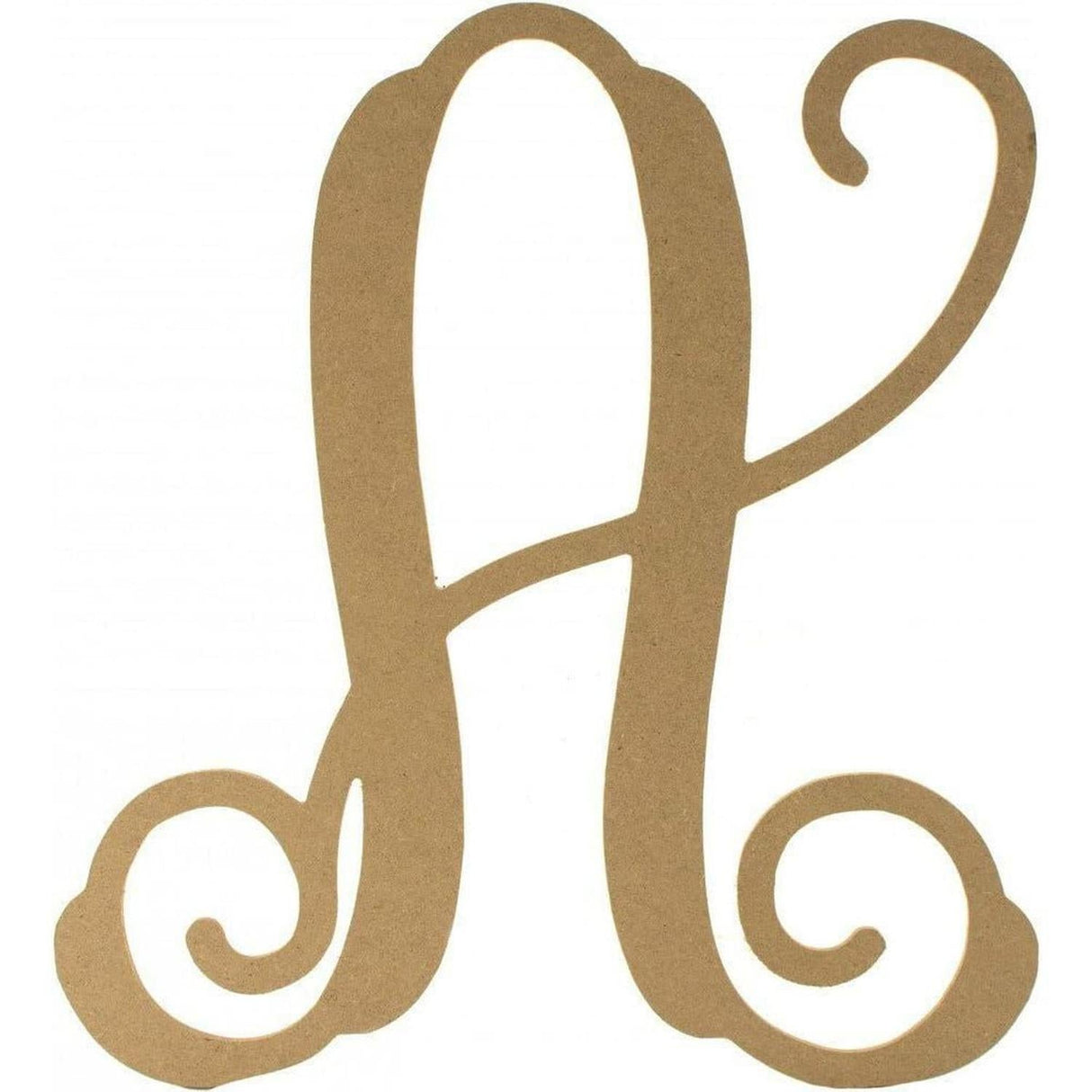 Vine Monogram Script Letter - Unfinished Wood