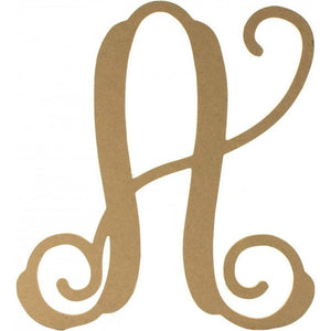 Vine Monogram Script Letter - Unfinished Wood