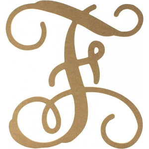 Vine Monogram Script Letter - Unfinished Wood