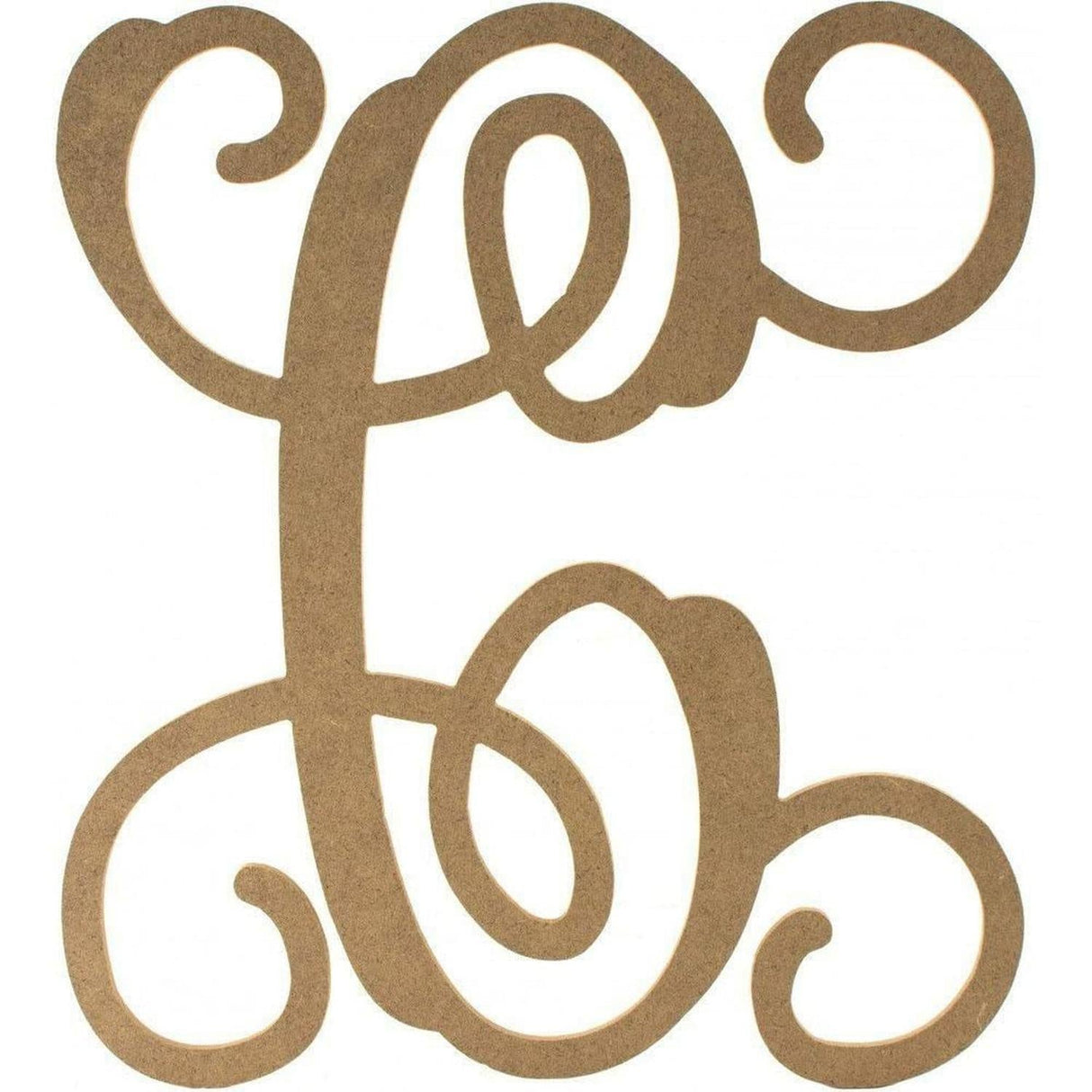Vine Monogram Script Letter - Unfinished Wood
