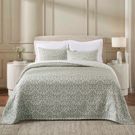 Vineyard Cotton Blend Medium Weight Matelasse Floral Scroll Coverlet - Coverlet by Superior Brand
