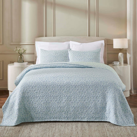 Vineyard Cotton Blend Medium Weight Matelasse Floral Scroll Coverlet - Coverlet by Superior Brand