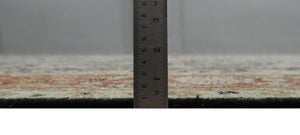 Hand Knotted Traditional Black, Rust and Beige Textured Low Pile Distressed Wool Rug
