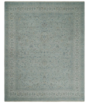 Hand Knotted Traditional Silver, brown and Beige Antique Textured Low Pile Distressed Wool Rug | TRD53114
