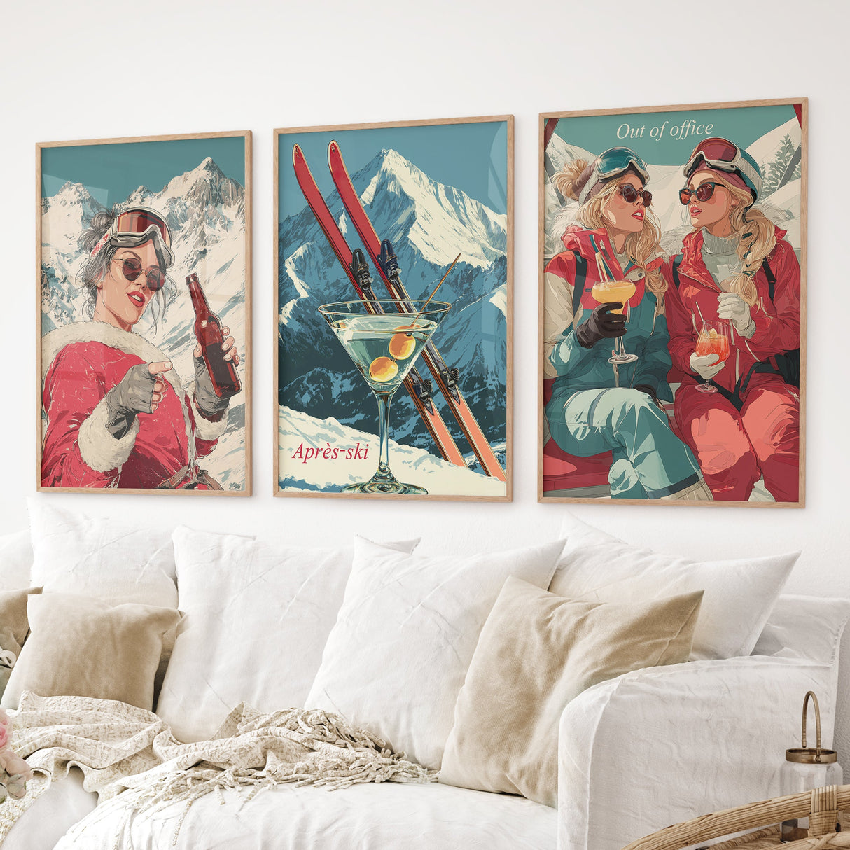 Winter-Après-Ski-Scene-Wall-Art.-Retro-Alpine-Print-Set-of-3-Set-of-3-Prints