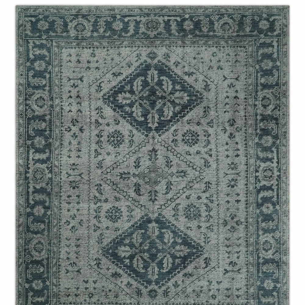 Vintage Style Distressed Traditional Hand Knotted Serapi Silver and Gray Multi Size Area Rug