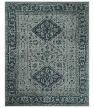 Vintage Style Distressed Traditional Hand Knotted Serapi Silver and Gray Multi Size Area Rug