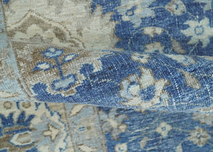 Hand Knotted 2x4 Blue and Beige Traditional Oxidized Textured Persian Wool Rug