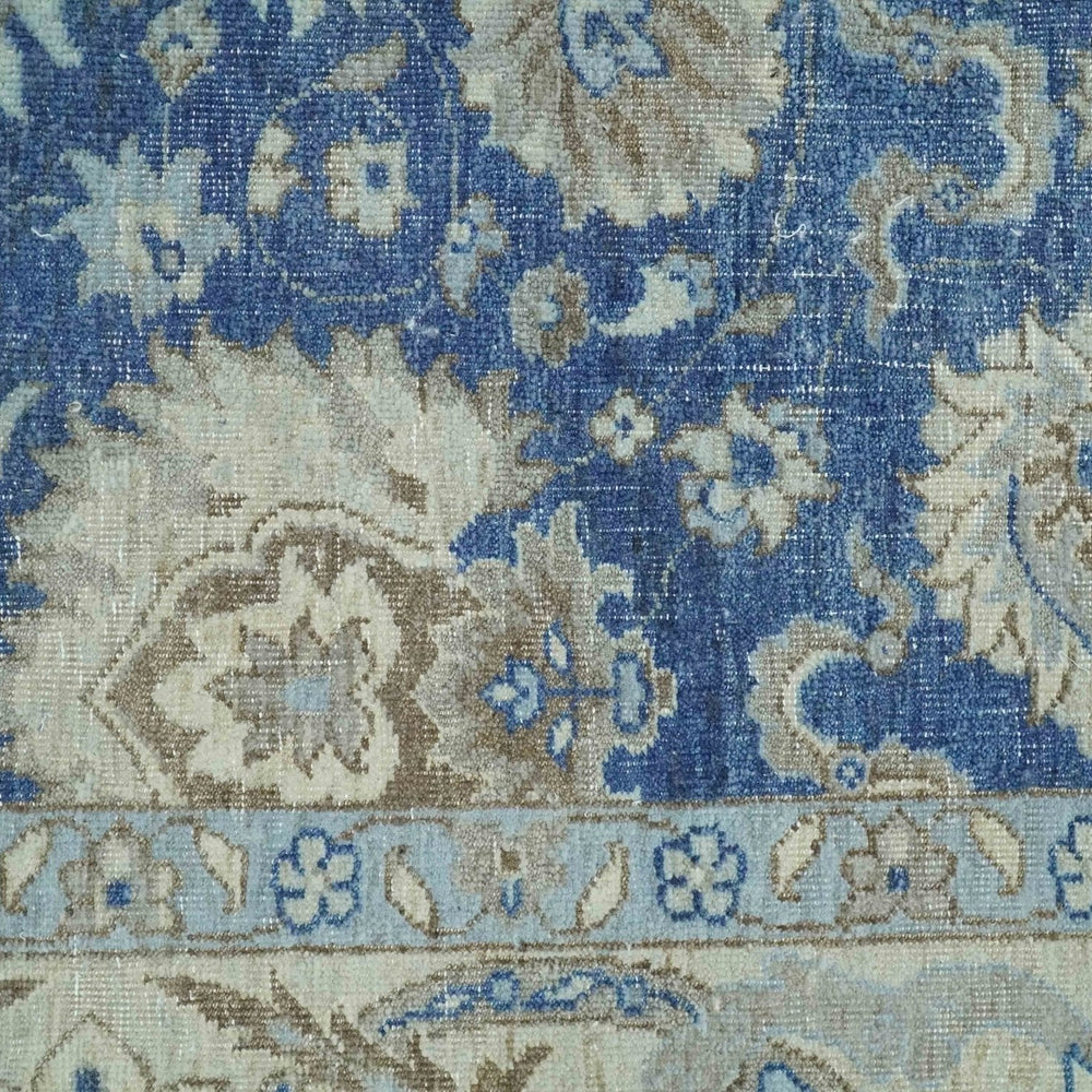 Hand Knotted 2x4 Blue and Beige Traditional Oxidized Textured Persian Wool Rug