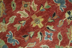 Vintage Style 9x12 Fine Hand Knotted Rust, Olive and Beige Traditional Serapi wool rug