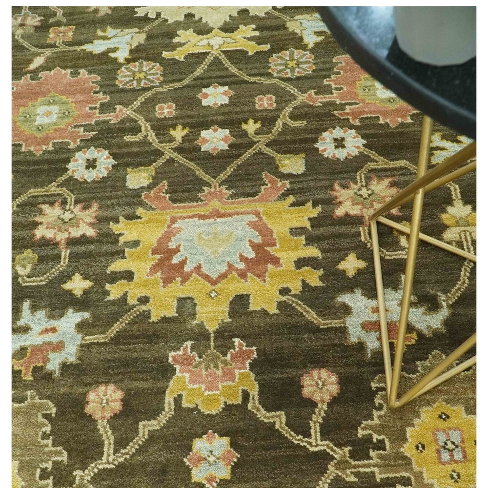 Vintage Style Antique design Green and Rust 8x10 Traditional Floral wool area rug