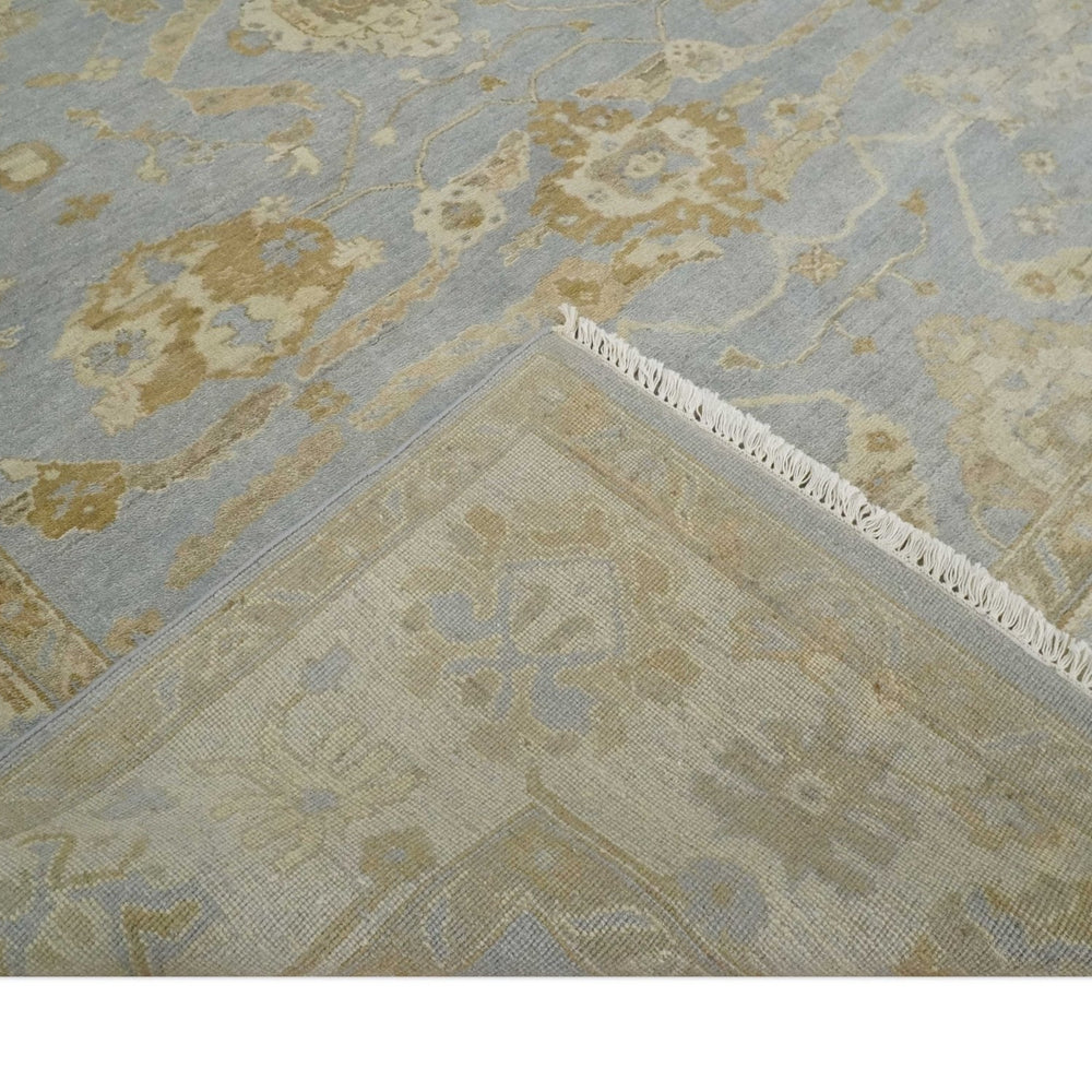 Vintage Style Charcoal, Beige and Olive 8x10 Hand knotted Oushak wool Area Rug
