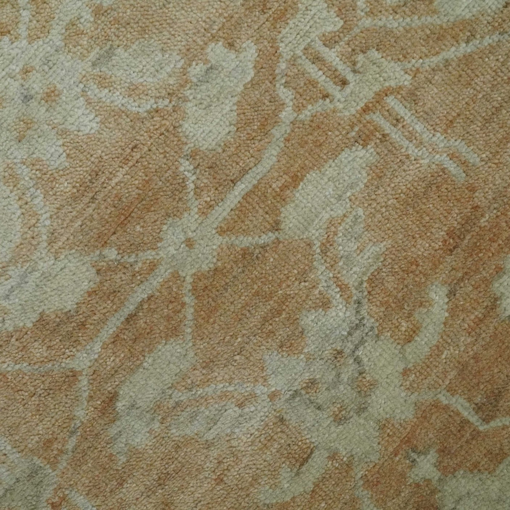 Vintage Style Rust and Beige Hand knotted Traditional Oushak 8x10 and 9x12 wool Area Rug