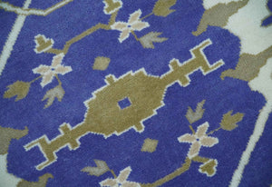 Violet, Ivory and Olive Traditional Hand knotted Oriental Oushak 8x10 wool Area Rug
