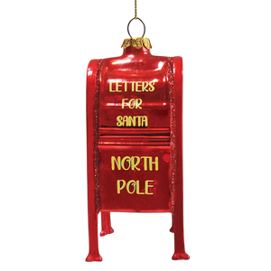 Letters For Santa Mailbox Glass Christmas Ornament