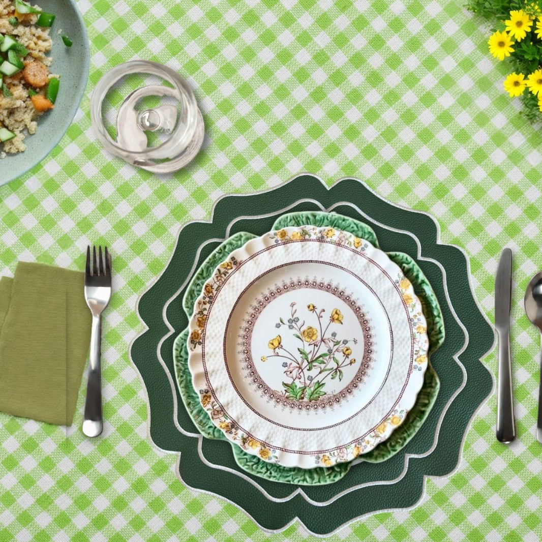 Vista Green Wavy Faux Leather Placemats