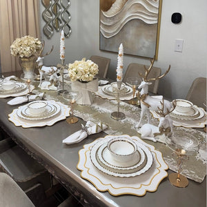 Vista Ivory Wavy Faux Leather Placemat
